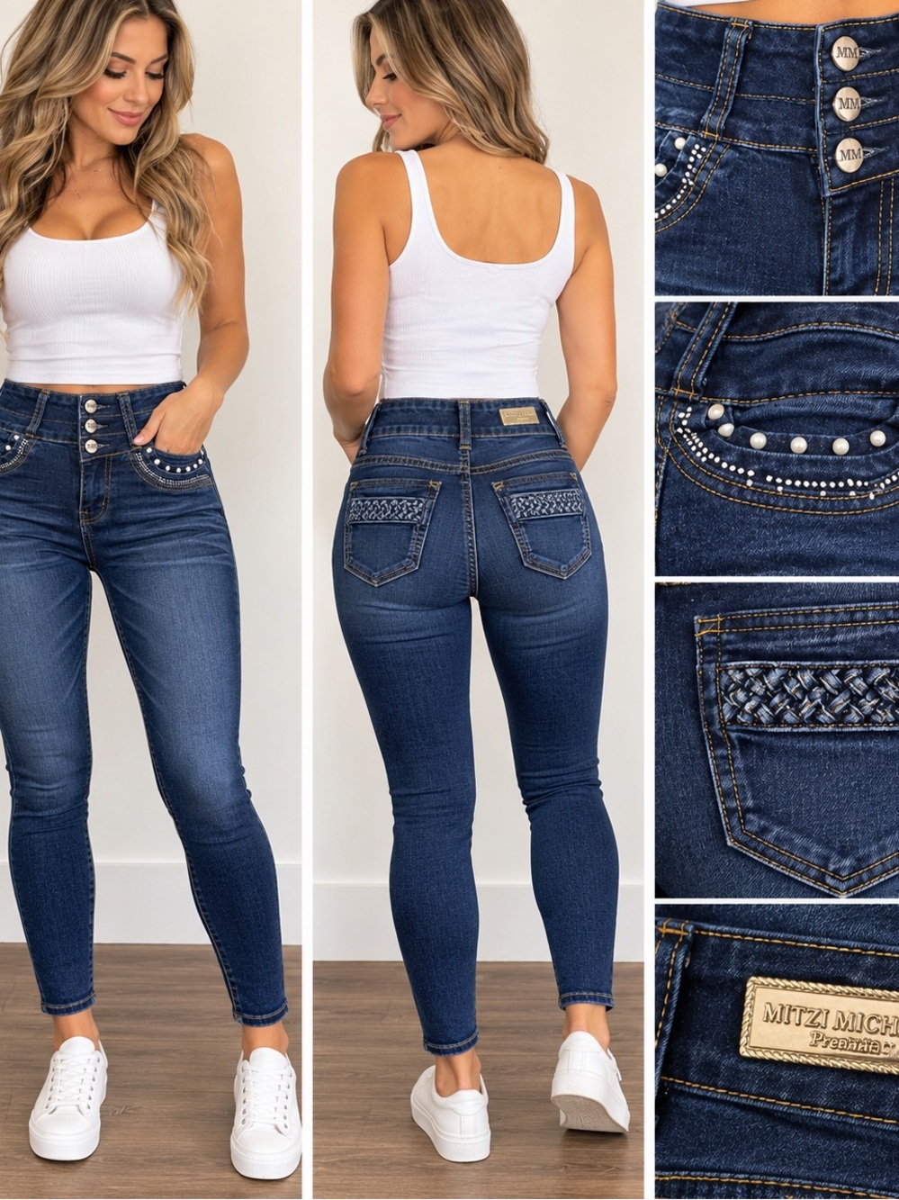 Mitzi Michel Premium Size 5 Embellished High Rise Skinny Jeans